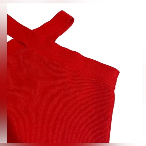 House of Harlow 1960 Red Asymmetrical Sleeveless Crop Tank Top - Picture 2 of 7